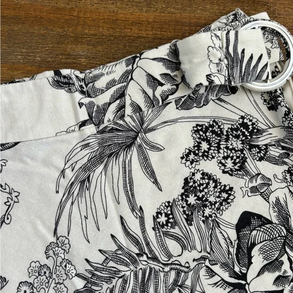 T Tahari Monochrome Botanical A-Line Linen Skirt Size 2 - Picture 6 of 10